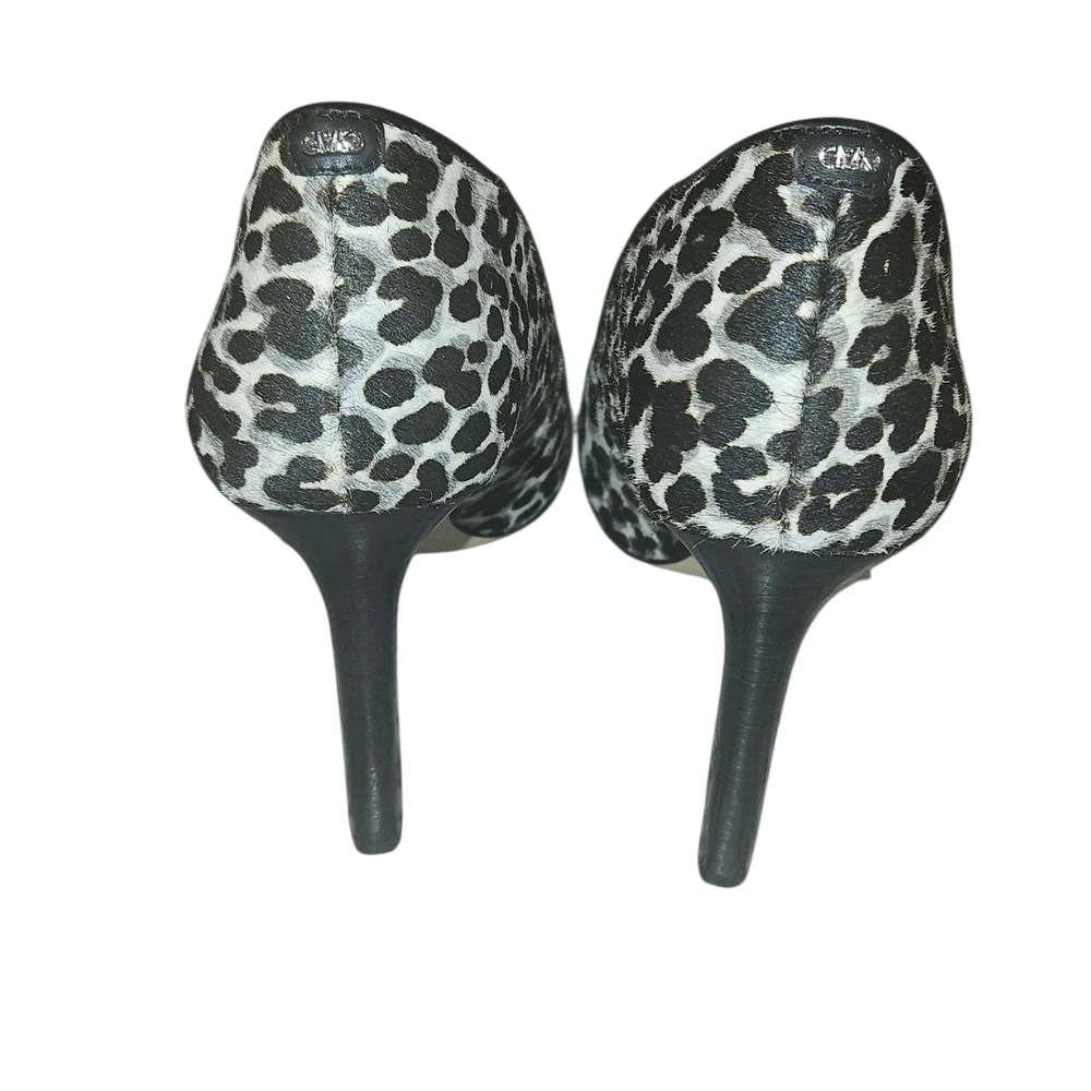 Michael Kors Black and White Animal Print Heels Size 7.5 Exellent Condition - Picture 5 of 11